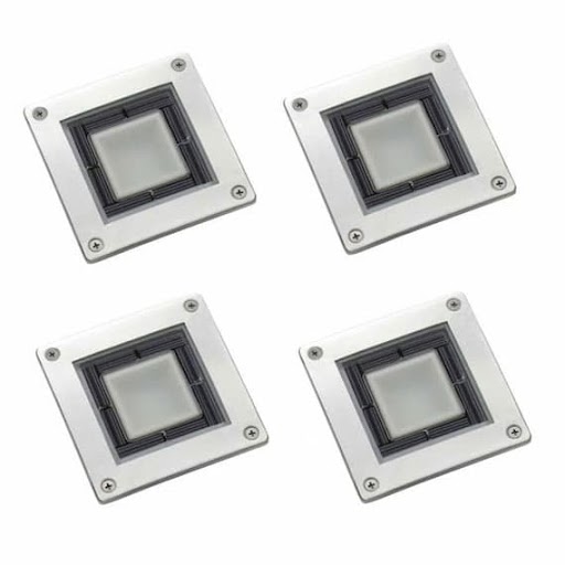 Set Of 4 Solar Square Decking Lights