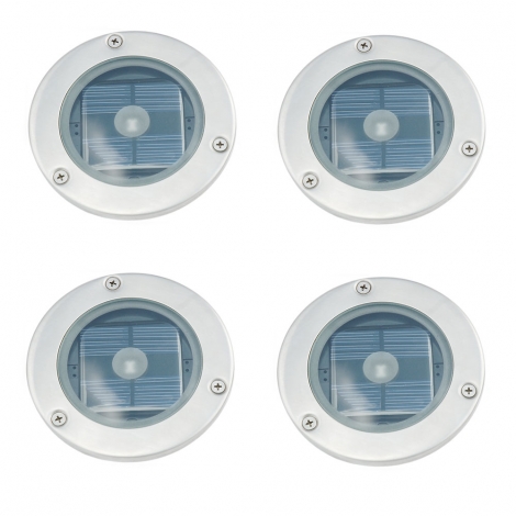 Set Of 4 Solar Round Decking Lights