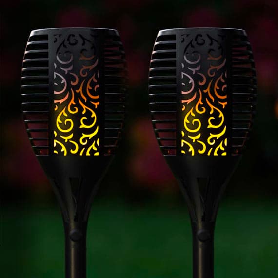 TrueFlame USB Solar Torch Light With Flickering Flame (Set Of 2)