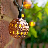 Image - Elan Solar Copper Ball Lanterns - 20 LEDs
