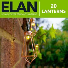 Image - Elan Solar Copper Pendant Lanterns - 20 LEDs