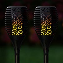 TrueFlame USB Solar Torch Light With Flickering Flame (Set Of 2)